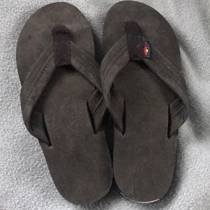Rainbow black flip flops